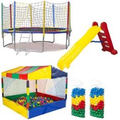 Cama Elástica Pula Pula 3,05m Resistente Piscina de Bolinhas 1,50m 100