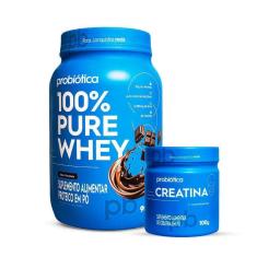 Combo Whey 100% Pure 900g e Creatina Pura 100g Probiótica-Unissex
