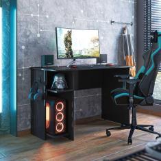 Mesa Para Escritório e Gamer Qmovi Preto Fosco