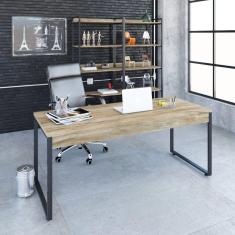 Mesa para Escritório Diretor Estilo Industrial 180cm Kuadra Compace Carvalho
