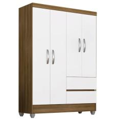 Guarda Roupa Solteiro Bruna 4 Portas Boreal/Branco - Moveis Arapongas Boreal/branco