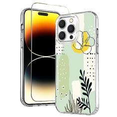 Noyabox Capa para iPhone 15 Pro Max com protetor de tela, slim fit, design floral, boêmio, linda capa de telefone para iPhone 15 Pro Max 6,7 polegadas TPU + PC ShockPlusof e não desbota
