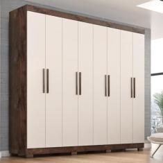 Guarda Roupa Casal Lisboa 8 Portas 4 Gavs Com Pés Chocolate/off White