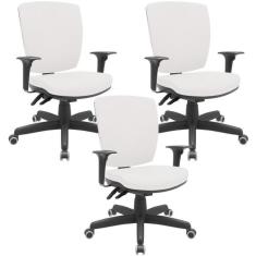 Kit 03 Cadeiras de Escritório Diretor Office Giratória Preto Alta Flex