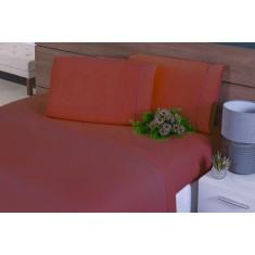 Lençol Queen 3 Peças C/Elástico Percal 100% Algodão 200 Fios Terracota