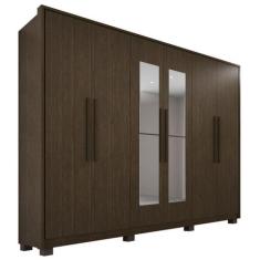 Guarda-Roupa Casal 100% MDF 6 Portas e 6 Gavetas Premium Com Espelho -