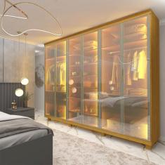 Guarda-roupa Casal 6 Portas Reflecta com Pés e Led Imperatriz 100% MDF