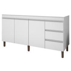 Balcão Gabinete de Pia sem Tampo 159cm Karen 3 Portas P14 Branco - Mpozenato