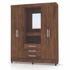 Guarda Roupa Casal 4 Portas Capelinha Imbuia Rustico