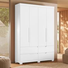 Guarda Roupa Infantil 4 Portas 4 Gavetas Circus Branco - Albatroz Móve