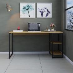 Mesa C-estante Baixa 150x64x75cm C-02 Prateleiras Lâmina Mel - Est.preta Lâmina Mel - Est.preta