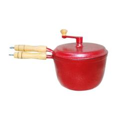 Pipoqueira Alumínio Fundido Craqueada Cabo Madeira Vermelha N24 - DIVI