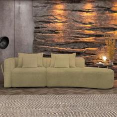 Sofá Curvo Decorativo Kimiko 327Cm 4 Lugares Sala de Estar com Chaise 
