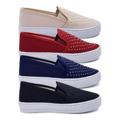 Kit 4 Pares Tênis Feminino Slip On Plataforma Sapatilha K107 - FABRICA