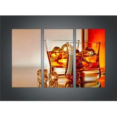 Quadro Decorativo Bebidas Whisky Bar Restaurantes Gourmet Com 3 Peças