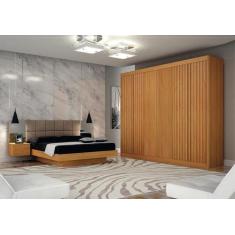 Guarda Roupa Casal Ripado 6 Portas 6 Gavetas - New Braga-Cinamomo - Le