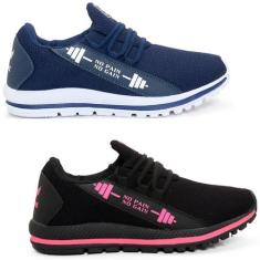 Kit 2 pares de Tênis Esportivo Unissex Haymax Cross Corrida, Azul mari