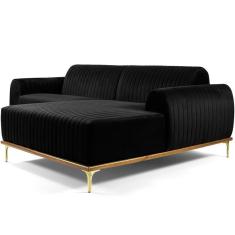 Sofá 3 Lugares Com Chaise Molino 230 Cm Preto C-300