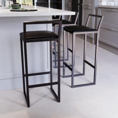 Jogo 3 Banqueta Alta Balcão Bistrô Preta Confort Industrial Assento Es
