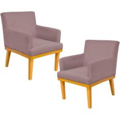 Kit 02 Poltronas Decorativas Para Sala de Estar Base Mel Beatriz W01 S