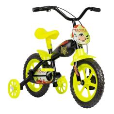 TK3 Track Bicicleta Infantil Aro 12 Trackula PA Preto e Amarelo Neon