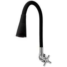 Torneira Gourmet Cozinha Flexível Cone 2 Jatos Preto Parede - TFC, Vol