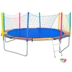 Cama Elástica 3,05m Chicoplay Lona Azul Nacional Com Emenda