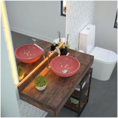 Kit Cuba R30 Com Torneira Link 1062 Metal e Válvula G e Sifão Pvc e Flexível Rosa