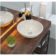 Kit Cuba R35 Com Válvula Click 1 Polegada B E Sifão Cromado E Flexível Compace Bege