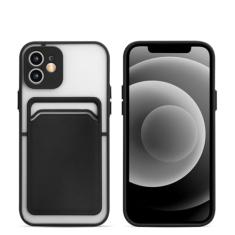 Capa de telefone tipo carteira fosca transparente para iPhone 12 11 Pro Max X XR XS Max 6 6S 7 8 Plus SE 2 Lens Protection Slot para cartão Capa para bolsa, preta, para iPhone 7 Plus