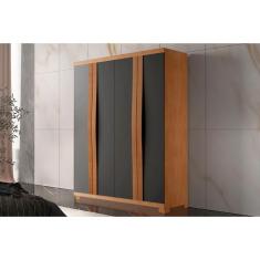 Guarda Roupa Solteiro 4 Portas E 2 Gavetas C- Pés Grécia Naturale-grafite Rufato