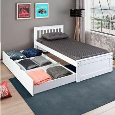 Cama Solteiro Juvenil Exclusive com Gavetão ou Cama Auxiliar Casatema Branco