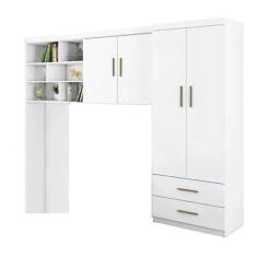 Jogo de Quarto Chiara 2 Peças Guarda Roupa e Módulo Aéreo Branco - Phoenix Baby