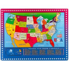 Quebra-cabeça do Mapa dos EUA para Crianças, Aprendizado Divertido de Geografia, 46 peças
