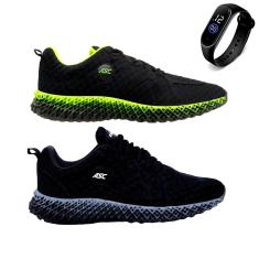 Kit 2 Tênis Asc GT-3 Para Caminhada Academia + Relógio Esportivo Masculino-Feminino