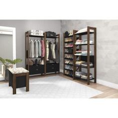 Sapateira 8 Prateleiras Az1006 - Tecno Mobili, Preta e Nogal