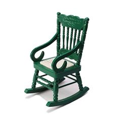 Cutemini- Cadeira de balanço em miniatura para casa de bonecas, escala 1:12, acessórios para móveis de madeira, mini casa, decoração para bolo ao ar livre, modelo de cena de sala de estar