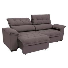 Sofá 3 Lugares Retrátil e Reclinável Piemont Suede Bege 230 cm - LinoF