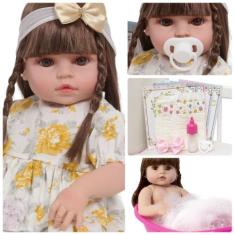 Boneca Reborn Bebê Recem Nascida 100% Vinil Pode Dar Banho - Cegonha R