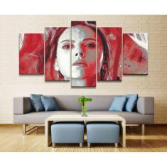 Quadro Decorativo Viuva Negra 5 peças 130x65 cm em tecido