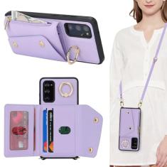 Lipvina Capa para Samsung Galaxy S20 FE com suporte para cartão e alça - Bolso com zíper, alça transversal, suporte para cartão de crédito, anel de suporte, linda capa carteira de telefone para
