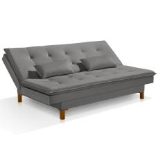 Sofá Cama Bangkok Alto Padrão P Quarto Salas Tecido Veludo Cor cinza