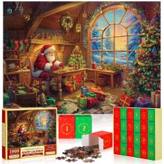 Quebra-cabeça do calendário do advento de Natal Simgoing 1008 peças 2024