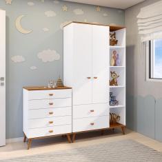 Guarda-Roupa Bartira Ternura com 5 Nichos, 2 Portas, 2 Gavetas + Cômoda Bartira Ternura com 5 Gavetas