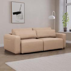 Sofá Essence Retrátil 3 Lugares 200cm Tecido Pet Friendly CabeCasa MadeiraMadeira Bege