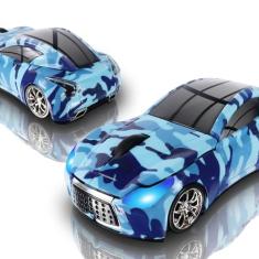 elec Space Mouse sem fio, mouse sem fio legal em forma de carro com faróis de LED, mouse de carro exclusivo de 2,4 G para crianças com receptor USB, mouse de jogos fofo de 1600 DPI para laptop, PC,