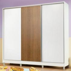 Guarda Roupa Infantil 100% MDF Madesa Logan 3 Portas de Correr com Pés