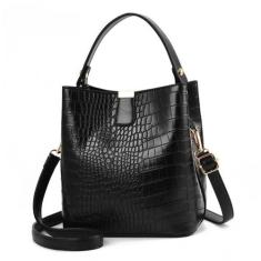 Bolsa croco tote - Alwy, Preto