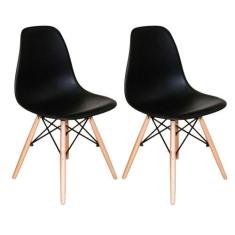 Kit Com 2 Cadeiras Charles Eames Eiffel Preto - UNIVERSAL MIX