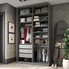 Guarda-Roupa Closet Sion 100% MDF 3 GV Cinza 140 cm